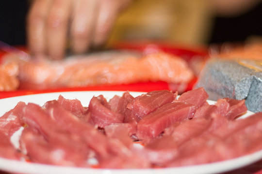 tartara, maki, sashimi, saumon