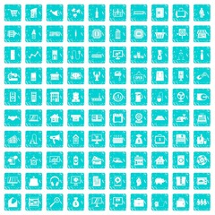 100 sales icons set grunge blue