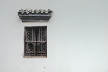 old wooden window  chinese style with white background.