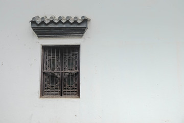 Obraz premium old wooden window chinese style with white background.