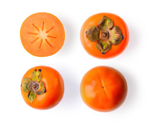 fresh ripe persimmons isolated on white background
