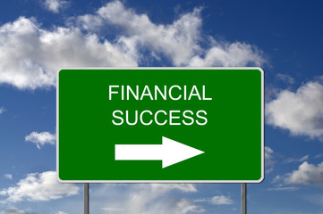 Illustration of Road to Financial Success Road Sign