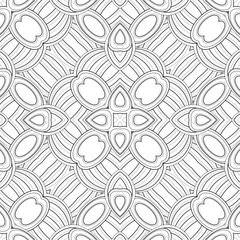 Monochrome Seamless Pattern with Ethnic Motifs
