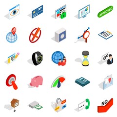 Course of time icons set, isometric style