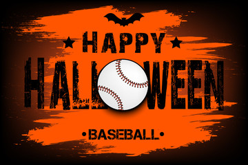 Banner happy halloween and baseball ball