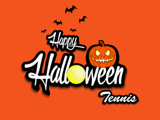 Banner happy halloween and tennis ball