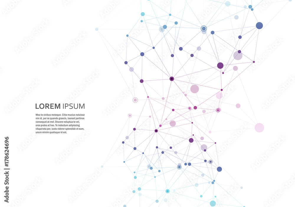 Poster Abstract polygonal geometric shape with molecule structure style. Vector connect illustration