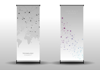 Polygonal abstract background with connected line and dots. Modern cover banner with technological design for future world projects