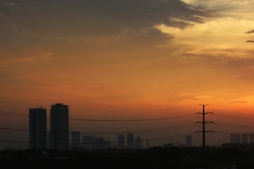 Sunset in metropolitan city