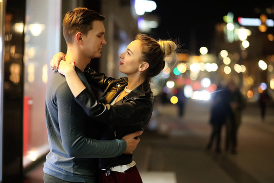 Beautiful Couple On A Date In A Night City