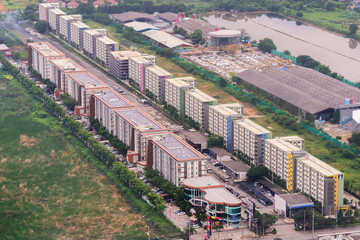 Fototapeta premium View from plane of residential development in the Bangkok in Thailand