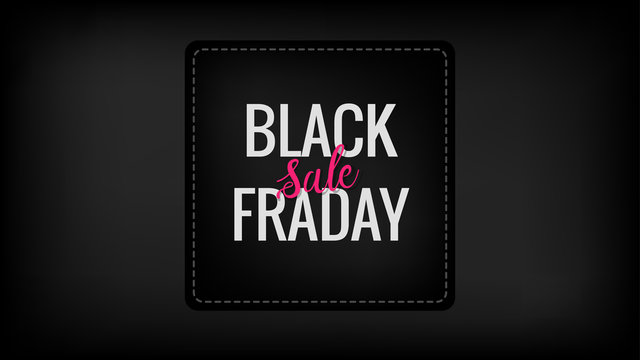 Black friday sale square promotion banner with hand lettered element on the black background