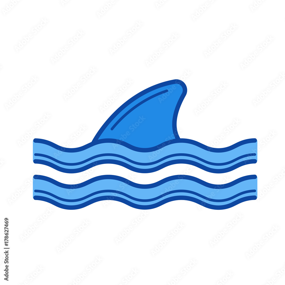 Canvas Prints shark fin above water line icon isolated on white background