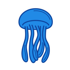 Fototapeta premium Jellyfish line icon isolated on white background