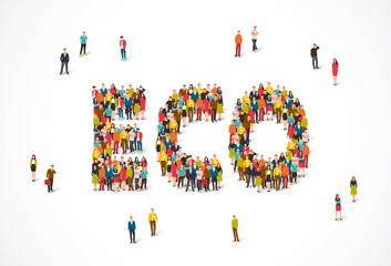 Group of people standing in the word Eco