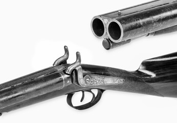 Antique Cowboy Shotgun in black and white.. - obrazy, fototapety, plakaty