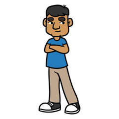 Cartoon Boy With Arms Crossed