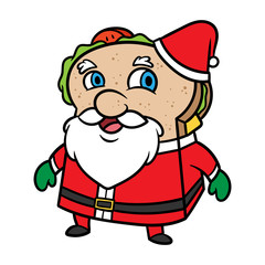 Cartoon Sandwich Santa Character