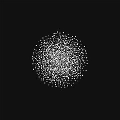 Round gold glitter. Small sphere with round gold glitter on black background. Uncommon Vector illustration.