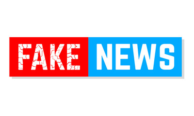 Fake News - Button in rot und blau