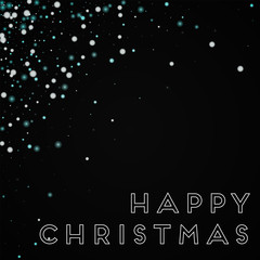 Happy Christmas greeting card. Beautiful falling snow background. Beautiful falling snow on black background. Delightful vector illustration.