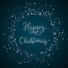 Happy Christmas greeting card. Random falling white dots background. Random falling white dots on blue background.great vector illustration.