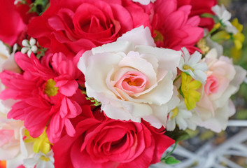 The artificial flowers.