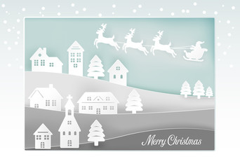 Merry Christmas and Happy New Year  on holidays background with winter landscape with Xmas card Vector Illustration.