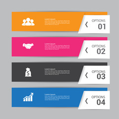 Modern infographics process  with connected , icons and text for 4 steps.