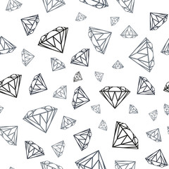 Diamonds seamless pattern. Vector pattern with diamonds. Seamless pattern can be used for wallpaper, pattern fills, web page background,surface textures and fabrics. Black and white design.