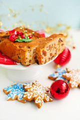 Traditional christmas cake with berries and fruits