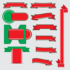 Christmas ribbon banners with shadow
