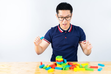 Colorful wood blocks stack game