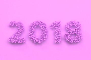 2018 number from violet balls on violet background