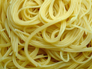 Closeup texture of cooked spaghetti