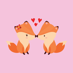Fototapeta premium cute fox in love vector