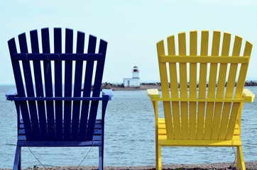 From where you sit in the over sized Adirondack chairs, you have a stunning view of a light house...