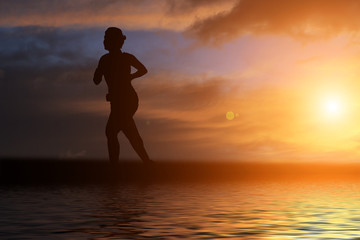 Fototapeta na wymiar Illustration silhouette, running woman