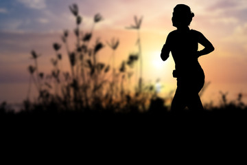 Illustration silhouette, running woman