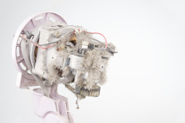 Close up dust on motor electric fan with copy space