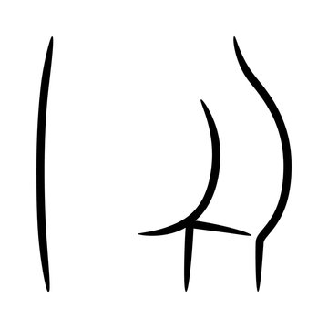 Female buttocks, butt or ass line art vector icon for apps and websites