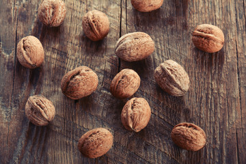Walnaut on wooden table