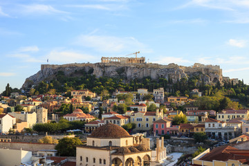 Fototapeta na wymiar Acropolis rock and Monastiraki. Athens, Greece.