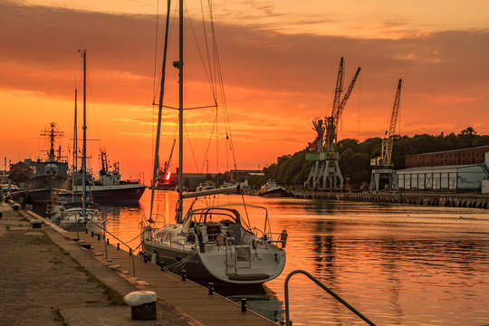 Port in sunset