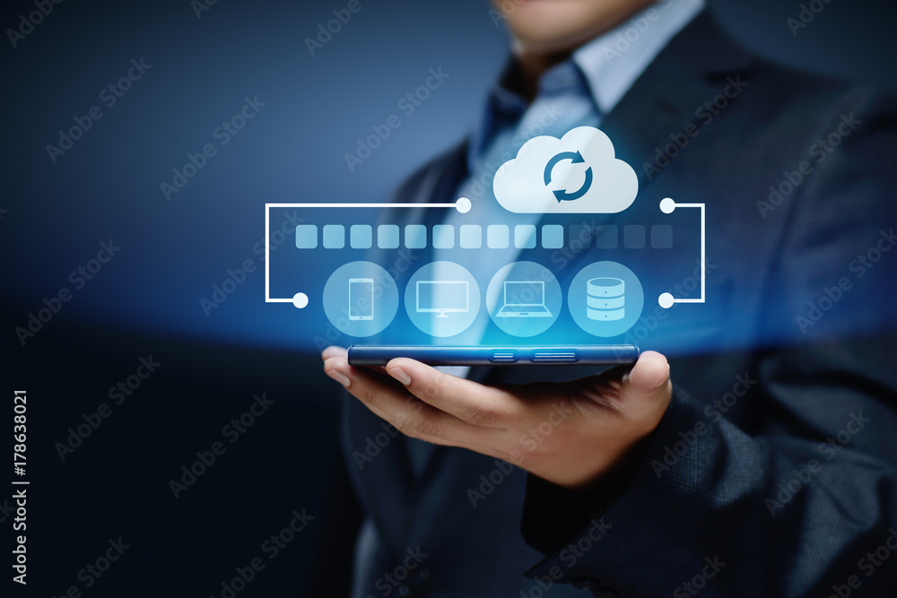 Poster backup storage data internet technology business concept