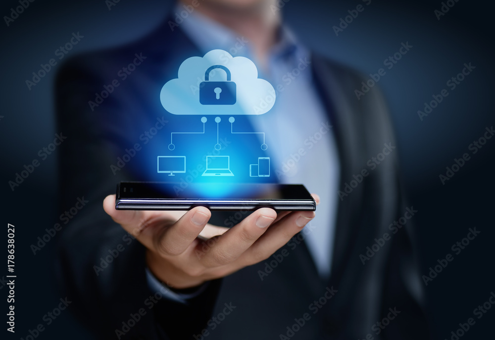 Poster cloud computing technology internet storage network concept