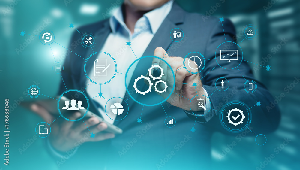 Poster automation software technology process system business concept