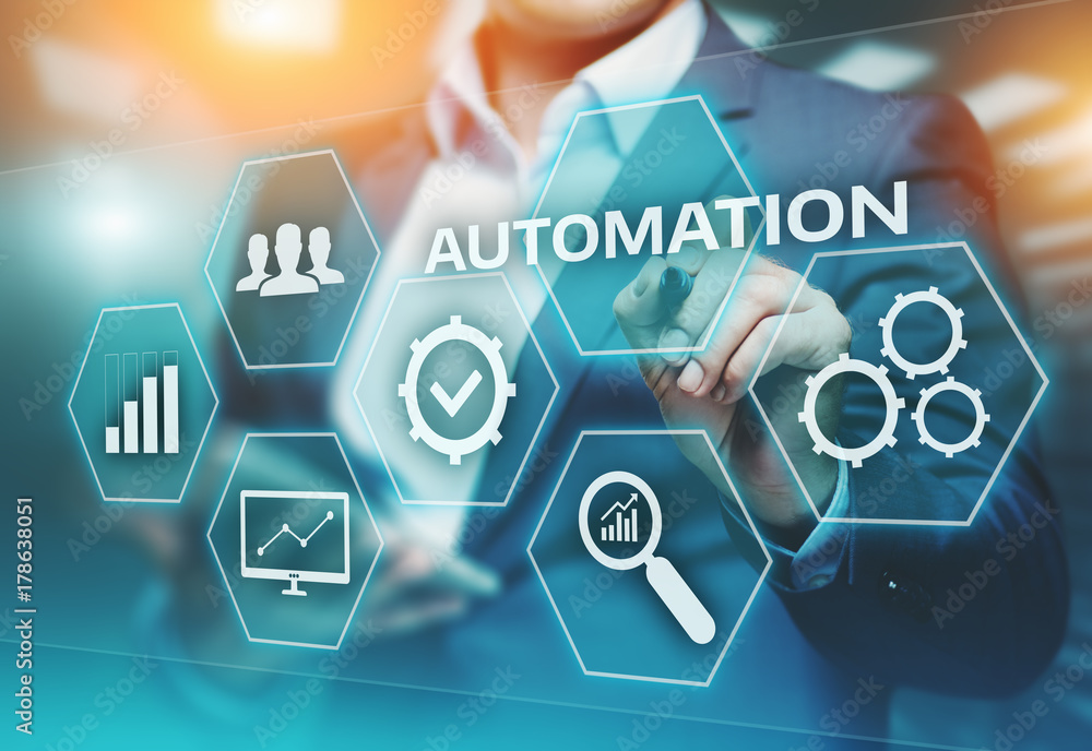 Poster automation software technology process system business concept