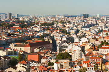 Fototapeta na wymiar Lisbon roofs aerial view in Portugal on a sunny day