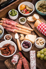 Traditional spanish tapas for sharing with friends
